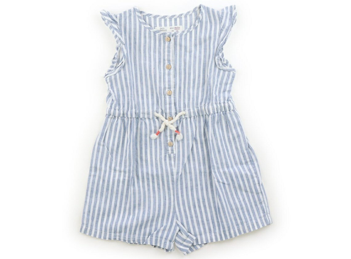 ザラ ZARA コンビネゾン 90 女の子 ブルーストライプ、フリル 子供服 ベビー服 キ...