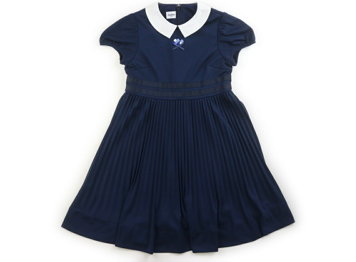 ファミリア familiar ワンピース 120 女の子 ネイビー、リボン、花 子供服 ベビー服 キッズ アウトレット ユーズド 【中古】キッズ・ベビー・マタニティ