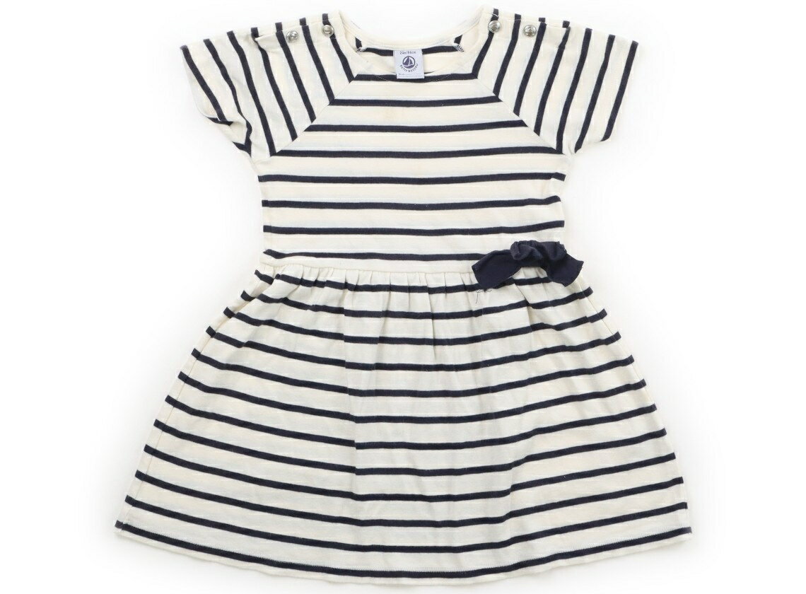 儿童 - プチバトー PETIT BATEAU ワンピース 80 女の子 アイボリー、ネイビーボーダー、リボン 子供服 ベビー服 キッズ アウトレット ユーズド 【中古】キッズ・ベビー・マタニティ
