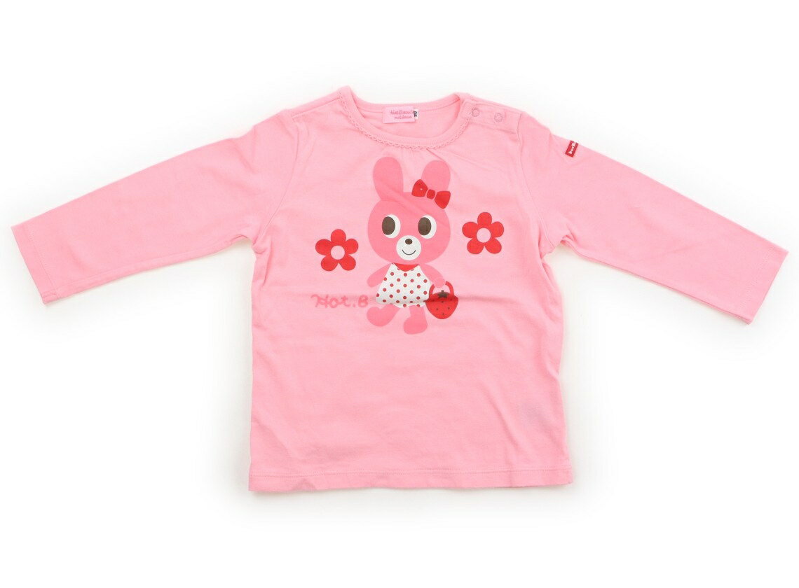 ホットビスケッツ Hot Biscuits Tシャツ・カットソー 90 女の子 ピンク・ウサギプリント 子供服 ベビー服 キッズ アウトレット ユーズド 【中古】キッズ・ベビー・マタニティ