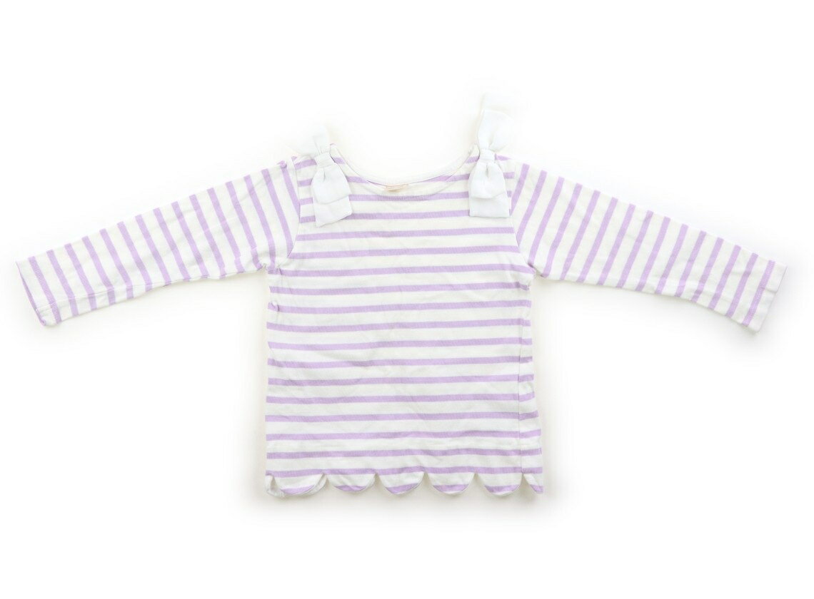 プティマイン petit main Tシャツ・カットソー 120 女の子 オフ・ラベンダーボーダー 子供服 ベビー服 キッズ アウトレット ユーズド 【中古】キッズ・ベビー・マタニティ