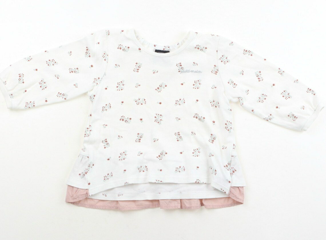 Rakuten - プティマイン petit main Tシャツ・カットソー 90 女の子 ホワイト・総柄 子供服 ベビー服 キッズ アウトレット ユーズド 【中古】キッズ・ベビー・マタニティ