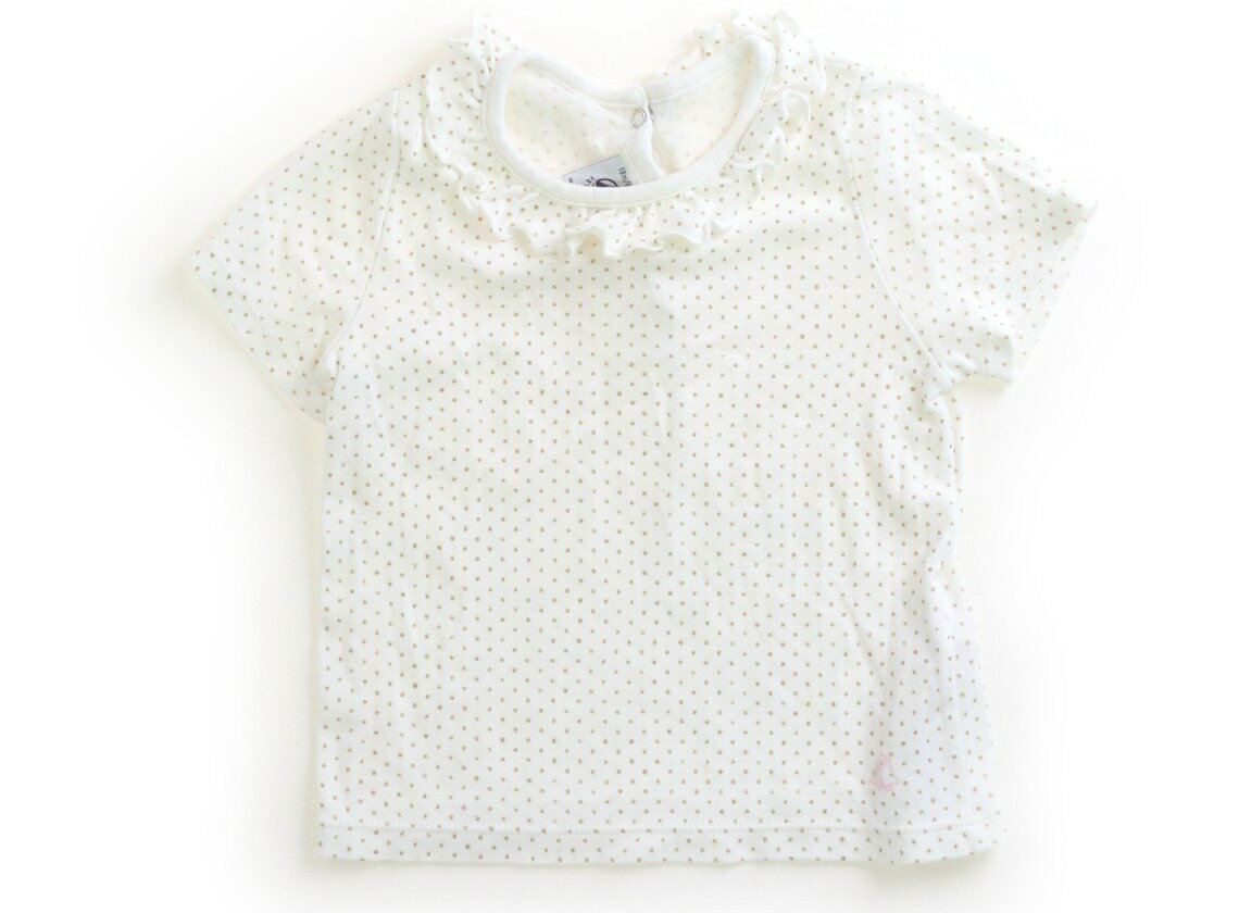 プチバトー PETIT BATEAU Tシャツ・カットソー 80 女の子 オフホワイト・ゴールドラメ・ドット 子供服 ベビー服 キッズ アウトレット ユーズド 【中古】キッズ・ベビー・マタニティ
