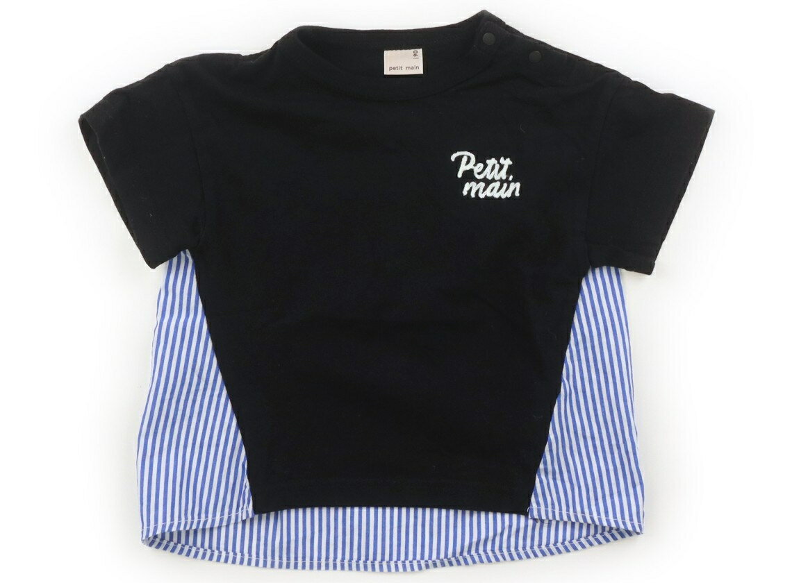 Rakuten - プティマイン petit main Tシャツ・カットソー 90 女の子 ブラック星ストライプ柄ホワイトブルー 子供服 ベビー服 キッズ アウトレット ユーズド 【中古】キッズ・ベビー・マタニティ