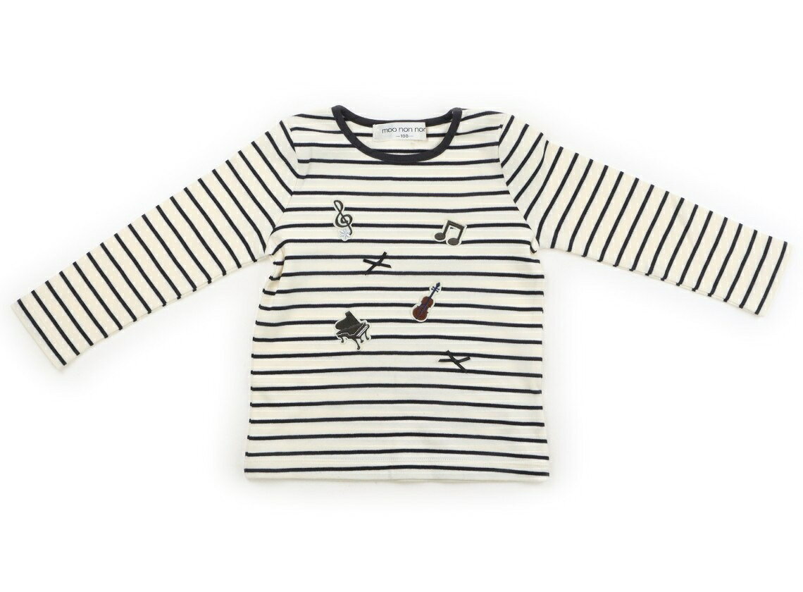 むーのんのん moononnon Tシャツ・カットソー 100 男の子 オフホワイト・ブラックボーダー・楽器・音符 子供服 ベビー服 キッズ アウトレット ユーズド 【中古】キッズ・ベビー・マタニティ
