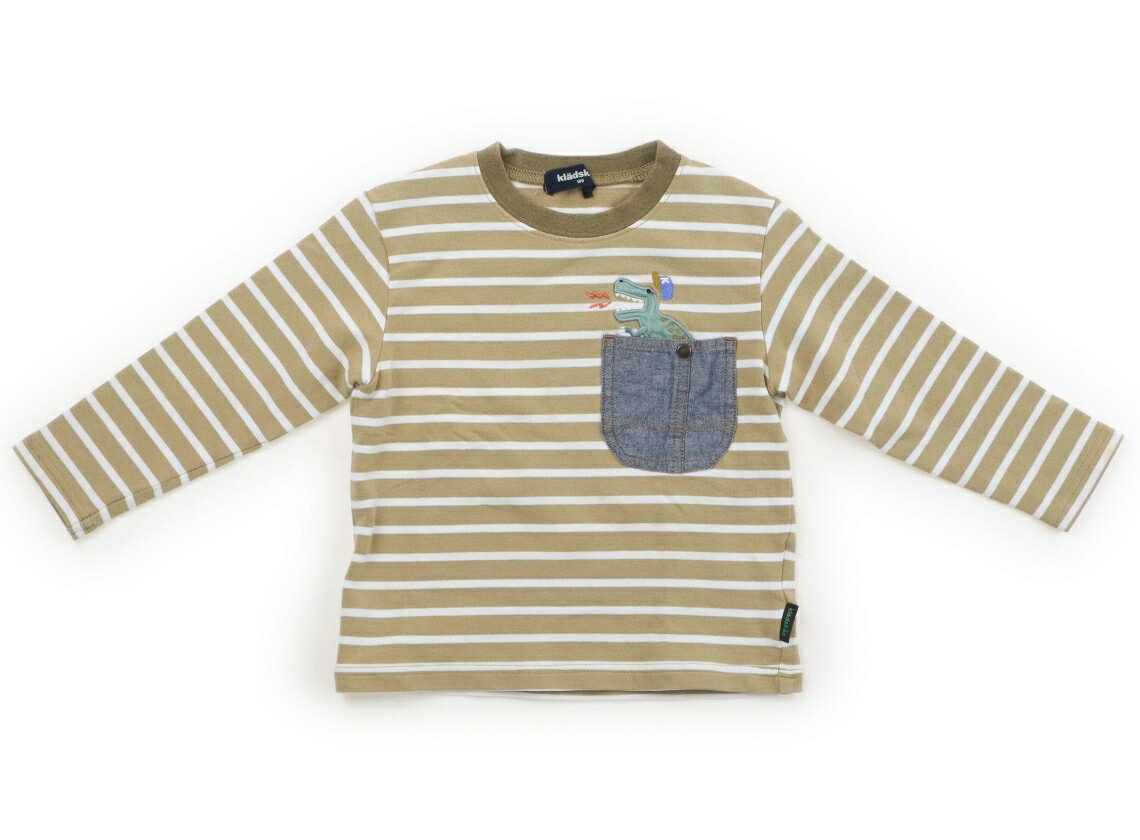 Rakuten - クレードスコープ kladskap Tシャツ・カットソー 100 男の子 恐竜ボーダー柄ホワイトベージュカーキ 子供服 ベビー服 キッズ アウトレット ユーズド 【中古】キッズ・ベビー・マタニティ