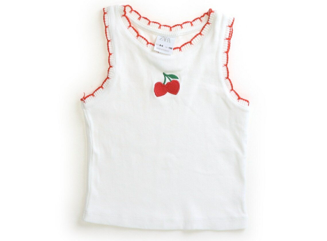 ZARA Tank Top/Camisole, Size 130, Girls, Cherry White/Red, Children's Clothing, Baby Clothes, Kids, Outlet, Used [Pre-owned] Kids, Baby, Maternity