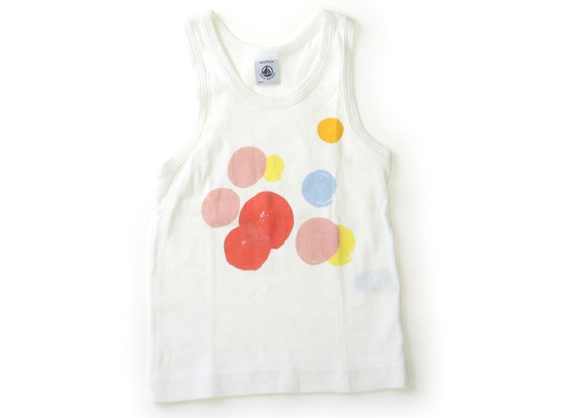 　ブランド 　PETIT BATEAU(プチバトー) 　カテゴリー 　タンクトップ・キャミソール 　サイズ 　90サイズ 　色 　ホワイト 　状態 　★★★ 　記名 　なし 　ジャンル 　Girl 実際のサイズ表記は94cm。若干毛羽立ちがありますが、まだまだ普段着として活躍してくれそうです。 ＊【状態】【サイズ】に関しての詳しい説明はこちら