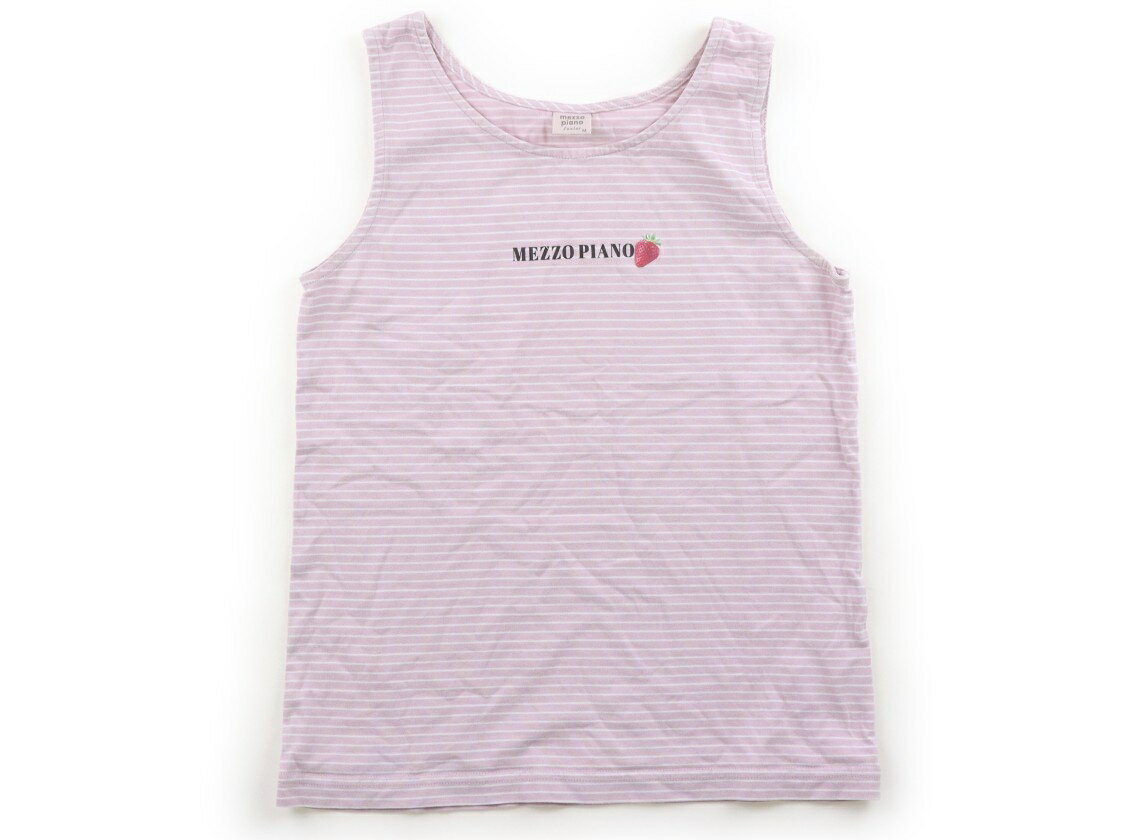 Mezzo Piano tank top/camisole, size 150, girls', purple, white, and striped. Children's clothing, baby clothes, kids' clothing, outlet, used. [Pre-owned] Kids, Baby, Maternity.