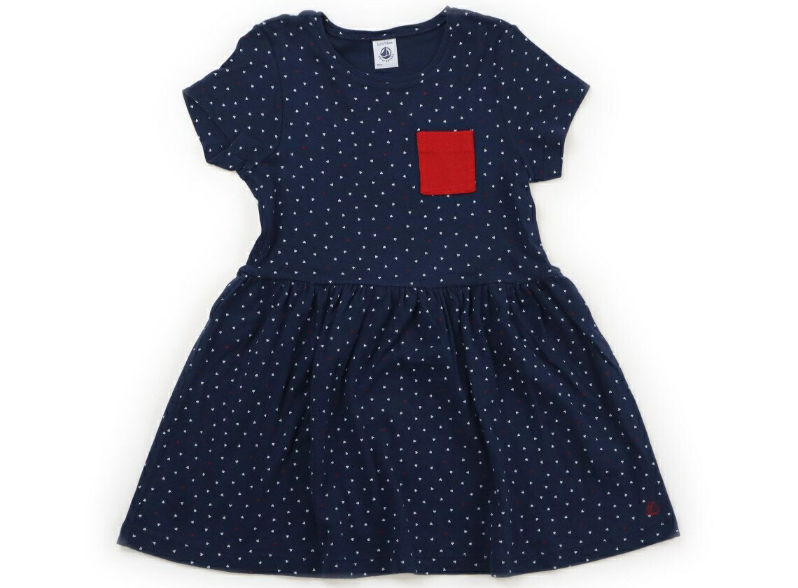 プチバトー PETIT BATEAU ワンピース 110 女の子 ハート柄ネイビーホワイト 子供服 ベビー服 キッズ アウトレット ユーズド 【中古】キッズ・ベビー・マタニティ