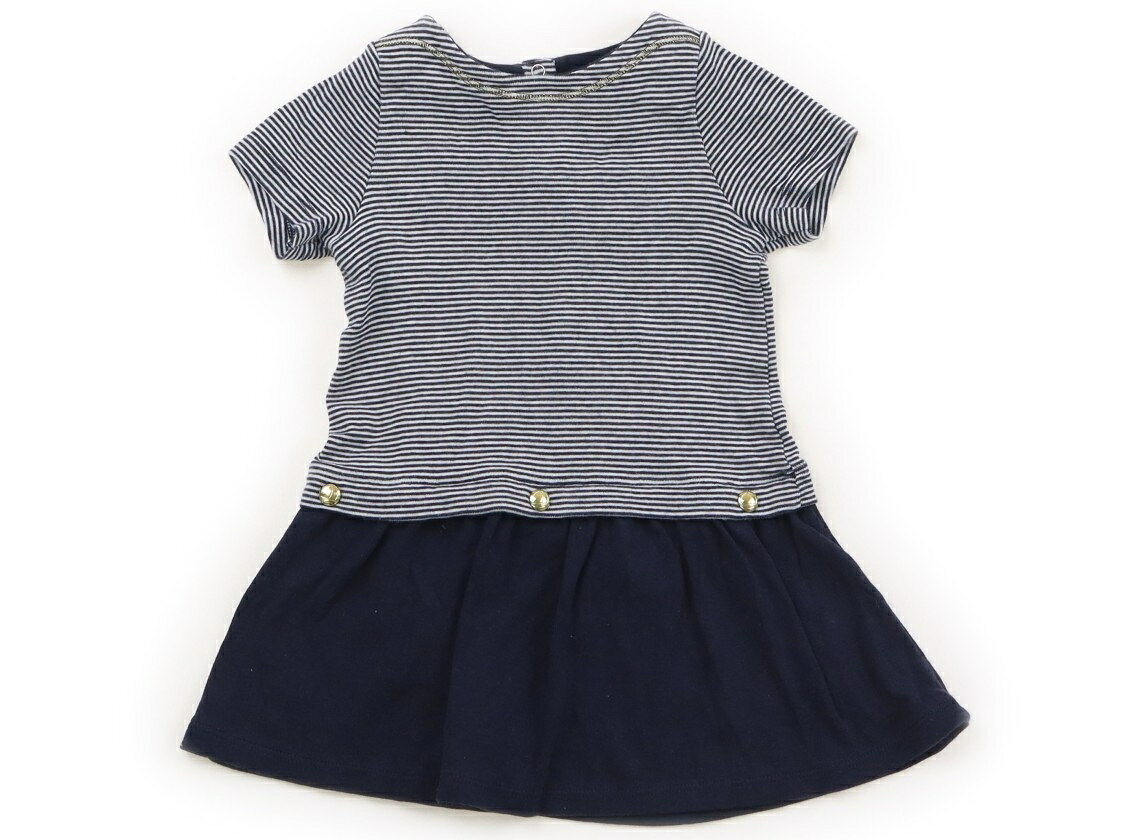 プチバトー PETIT BATEAU ワンピース 70 女の子 紺・白・ボーダー柄 子供服 ベビー服 キッズ アウトレット ユーズド 【中古】キッズ・ベビー・マタニティ