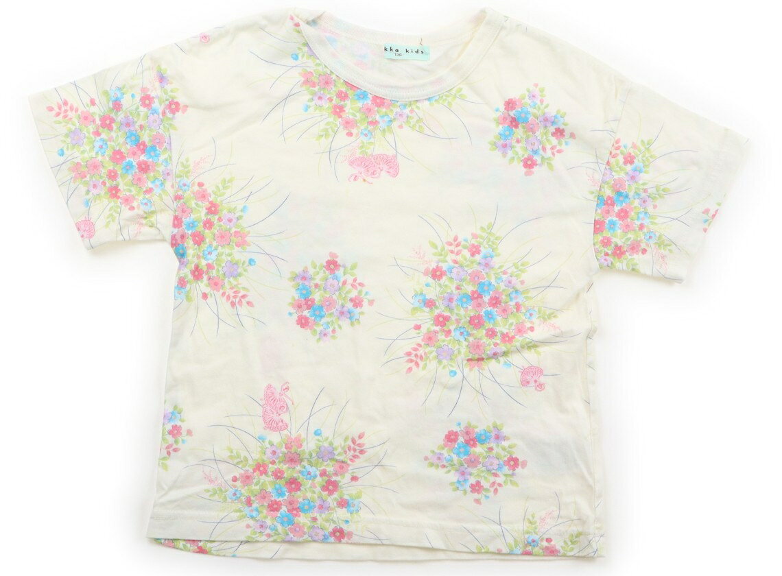 ハッカ HAKKA Tシャツ・カットソー 130 女の子 クリーム色、花柄 子供服 ベビー服 キッズ アウトレット ユーズド キッズ・ベビー・マタニティ