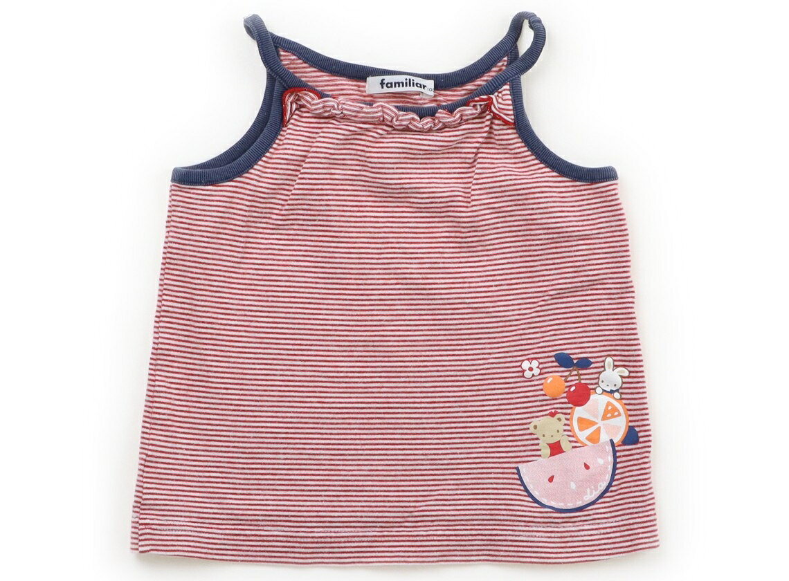 Familiar Tank Top/Camisole, Size 100, Girls, Red and White Stripes, Frills, Children's Clothing, Baby Clothes, Kids, Outlet, Used [Pre-owned] Kids, Baby, Maternity