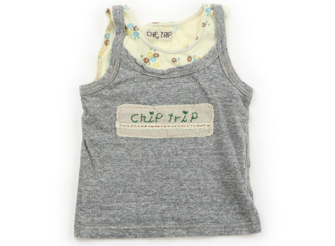 CHIP TRIP Tank Top/Camisole, Size 90, Girls, Gray Floral Yellow, Children's Clothing, Baby Clothes, Kids, Outlet, Used [Pre-owned] Kids, Baby, Maternity