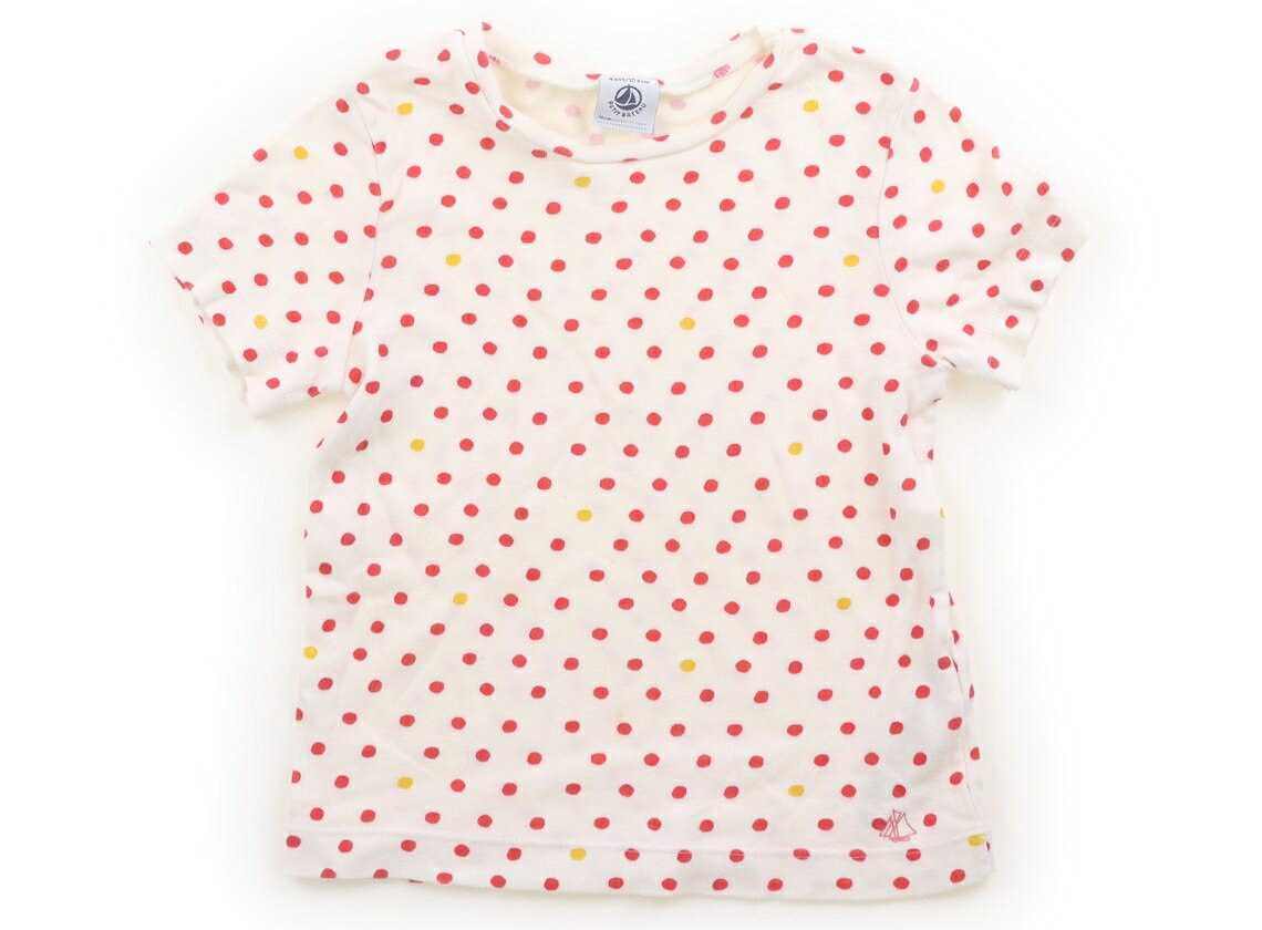 　ブランド 　PETIT BATEAU(プチバトー) 　カテゴリー 　Tシャツ・カットソー 　サイズ 　100サイズ 　色 　ドット柄ホワイトレッド 　状態 　★★★ 　記名 　あり（タグ） 　ジャンル 　Girl 実際のサイズ表記は104cm。茶色いシミと洗いざらし感がありますが、まだまだ普段着として活躍してくれそうです。 ＊【状態】【サイズ】に関しての詳しい説明はこちら