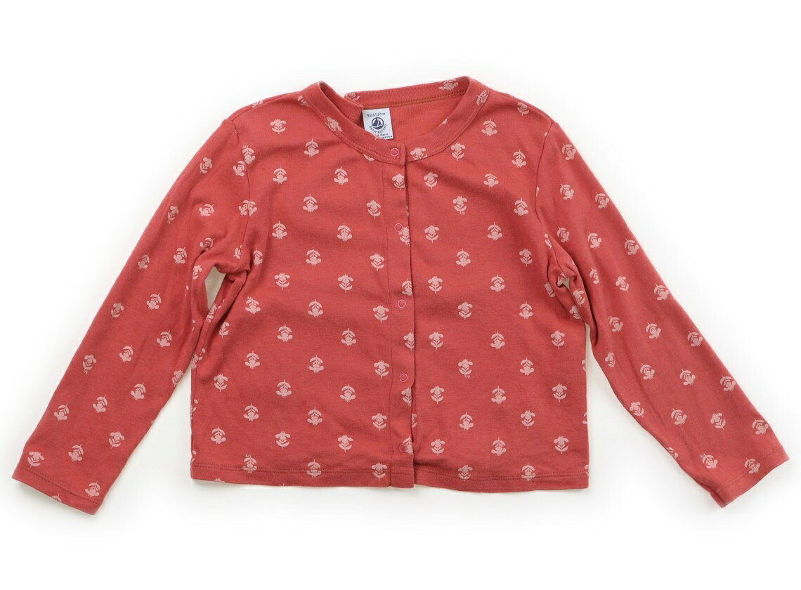 プチバトー PETIT BATEAU カーディガン 110 女の子 朱色、オフホワイト 子供服 ベビー服 キッズ アウトレット ユーズド 【中古】キッズ・ベビー・マタニティ
