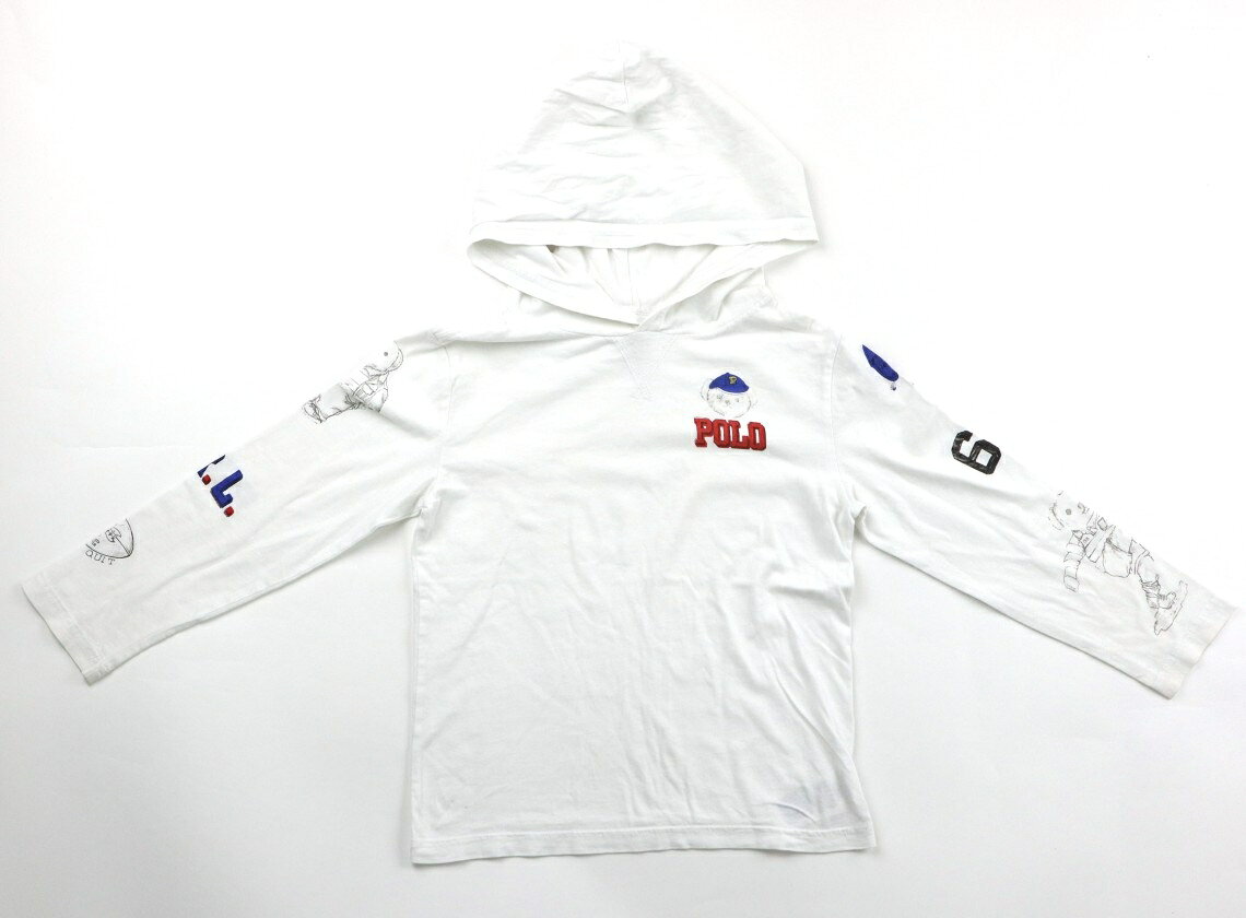 　ブランド 　POLO RALPH LAUREN(ポロラルフローレン) 　カテゴリー 　パーカー 　サイズ 　120サイズ 　色 　オフ・ポロベア・アメフト 　状態 　★★★ 　記名 　なし 　ジャンル 　Boy 品質タグにシールはがし跡のノリ残りあり。袖口に薄汚れがありますが、まだまだ普段着として活躍してくれそうです。 ＊【状態】【サイズ】に関しての詳しい説明はこちら