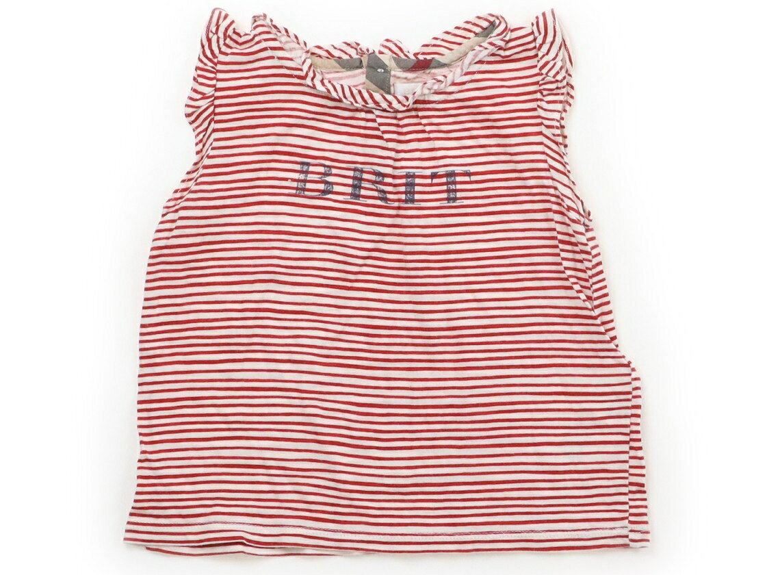 バーバリー BURBERRY Tシャツ・カットソー 80 女の子 白・赤ボーダー、フリル 子供服 ベビー服 キッズ アウトレット ユーズド 【中古】キッズ・ベビー・マタニティ
