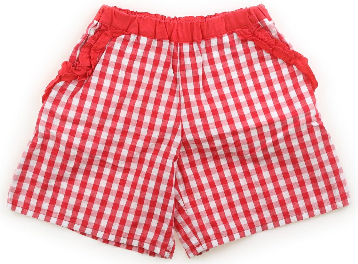 ベベ プチ ポワ ヴェール BeBe Petits Pois Vert キュロット 120 女の子 赤白チェ...
