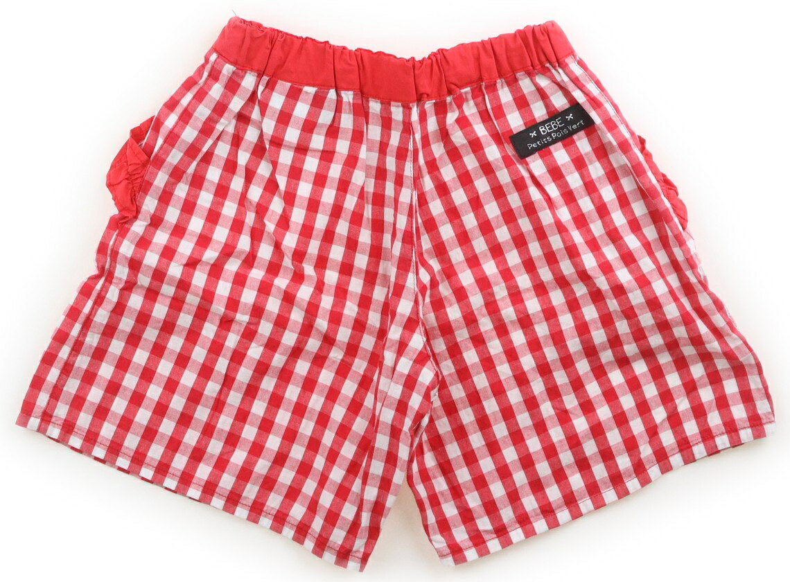 ベベ プチ ポワ ヴェール BeBe Petits Pois Vert キュロット 120 女の子 赤白チェ...