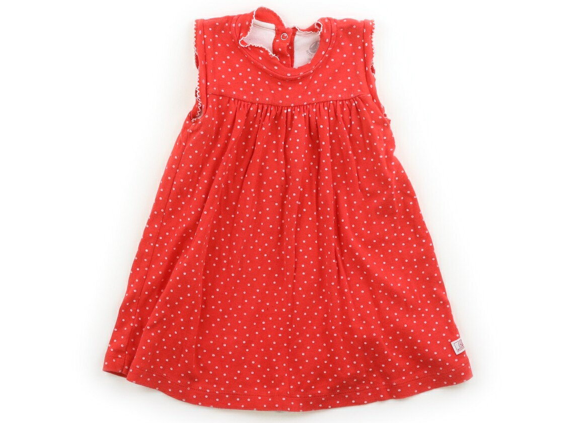 　ブランド 　PETIT BATEAU(プチバトー) 　カテゴリー 　ロンパース 　サイズ 　80サイズ 　色 　赤、白、ドット 　状態 　★★（返品不可） 　記名 　なし 　ジャンル 　Girl 実際のサイズ表記は81cm。ワンピース一体型。カットソー生地です。全体に毛羽立ちとヨレ感、ワンピースに毛玉感と細かいインク汚れが見受けられます。 ＊【状態】【サイズ】に関しての詳しい説明はこちら