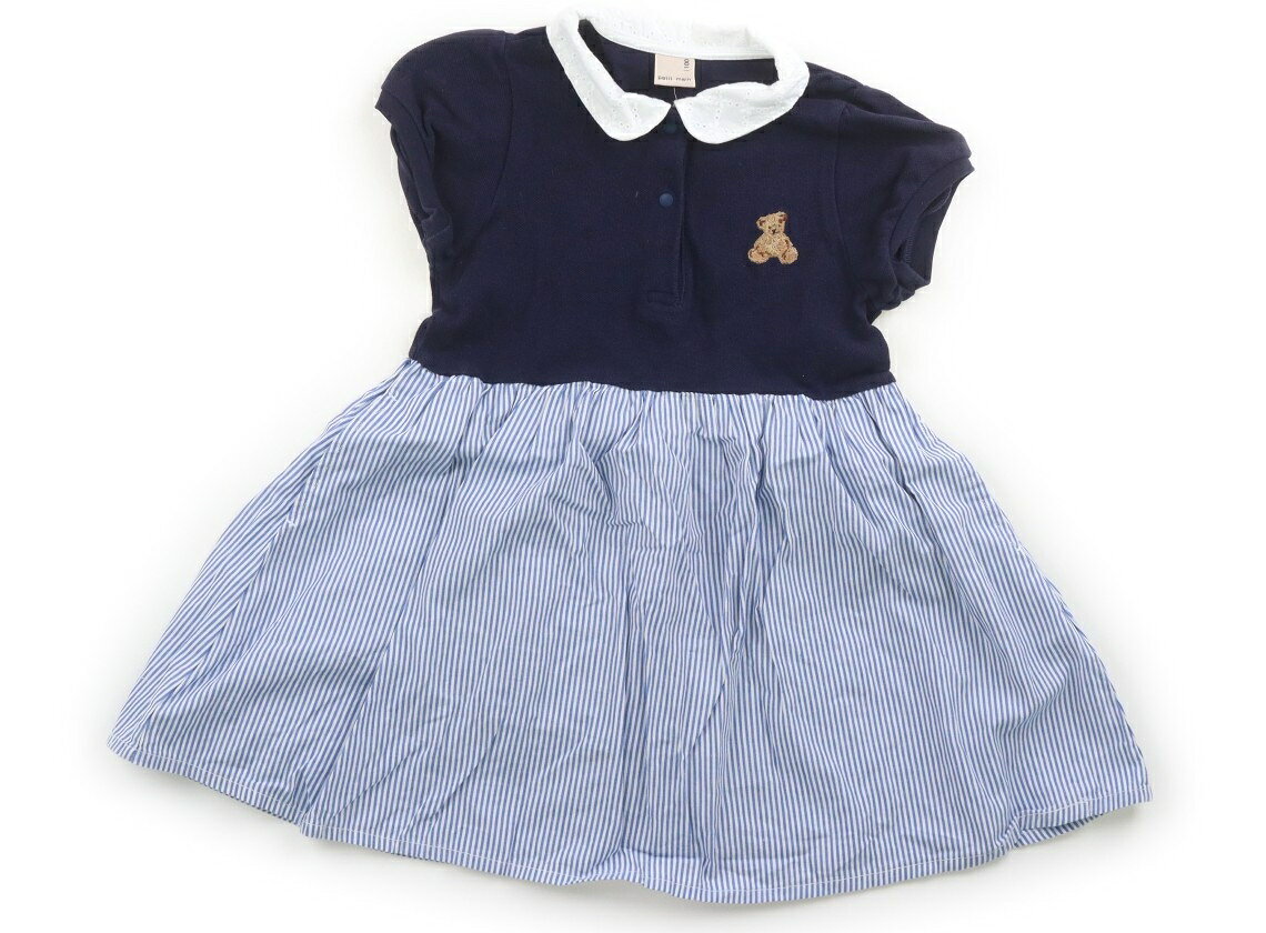 プティマイン petit main ワンピース 100 女の子 ネイビー・ブルー・ホワイトストライプ 子供服 ベビー服 キッズ アウトレット ユーズド 【中古】キッズ・ベビー・マタニティ