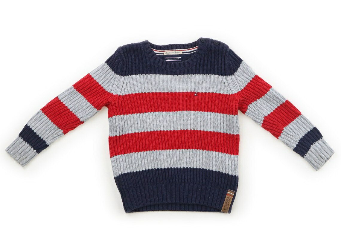 トミーヒルフィガー Tommy Hilfiger ニット・セーター 90 男の子 ネイビー・グレー・レッドボーダー 子供服 ベビー服 キッズ アウトレット ユーズド 【中古】キッズ・ベビー・マタニティ