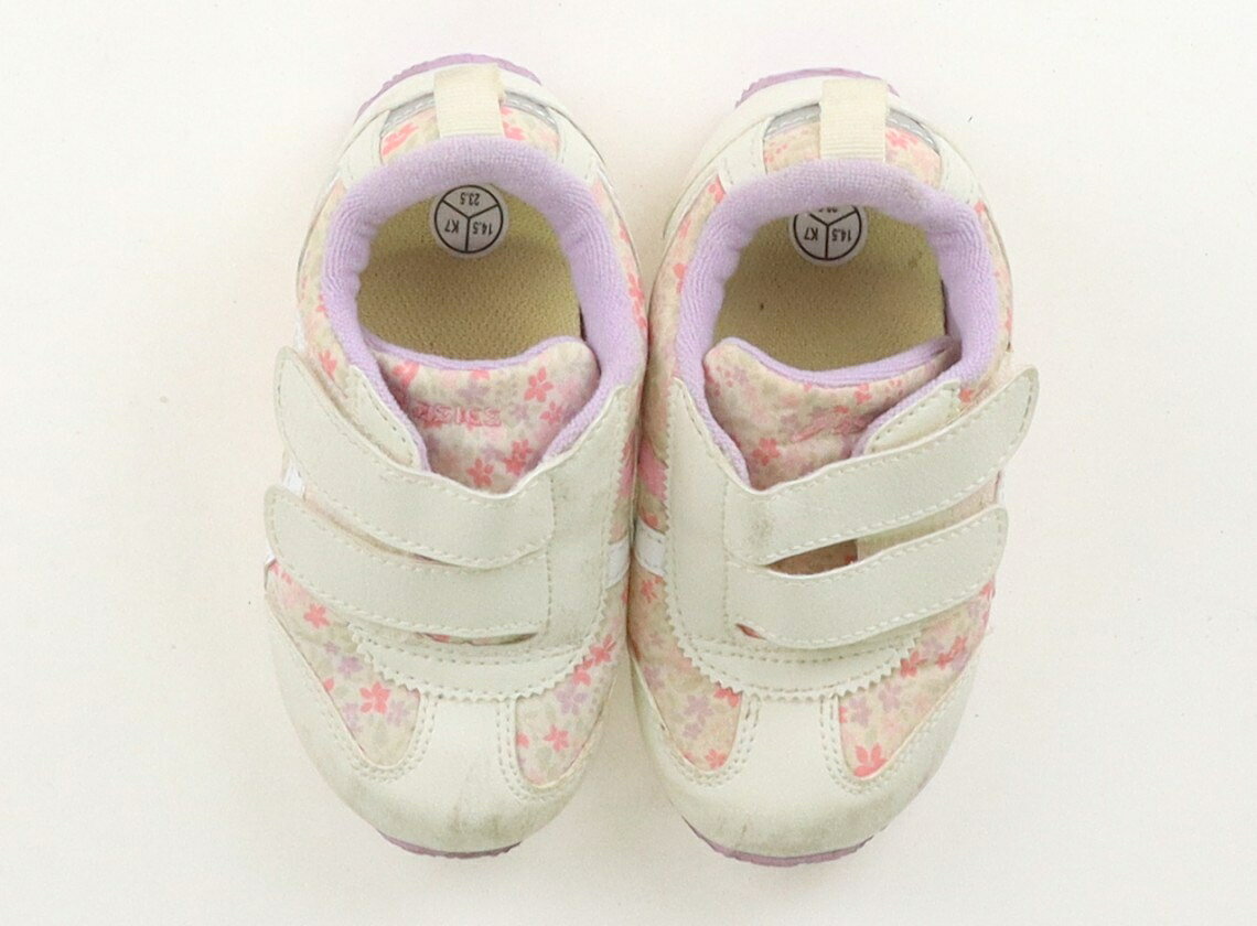 アシックス Asics スニーカー 靴14cm〜 女の子 白・ライラック・花柄 子供服 ベビー服 キッズ アウトレット ユーズド 【中古】キッズ・ベビー・マタニティ