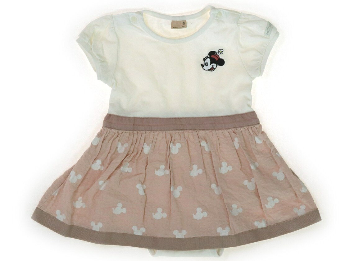 プティマイン petit main ロンパース 80 女の子 白、ピンク、ミッキーマウス 子供服 ベビー服 キッズ アウトレット ユーズド 【中古】キッズ・ベビー・マタニティ