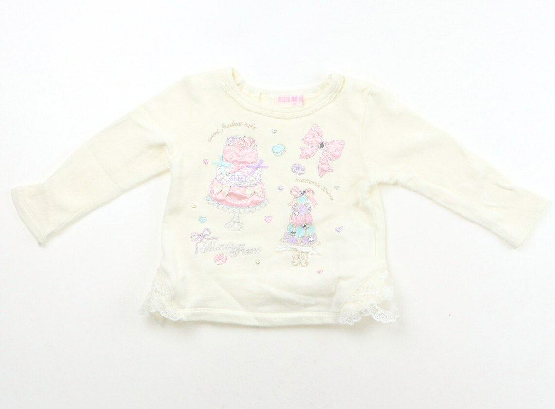 メゾピアノ mezzo piano トレーナー・プルオーバー 90 女の子 ホワイト・スイーツ柄 子供服 ベビー服 キッズ アウトレット ユーズド 【中古】キッズ・ベビー・マタニティ