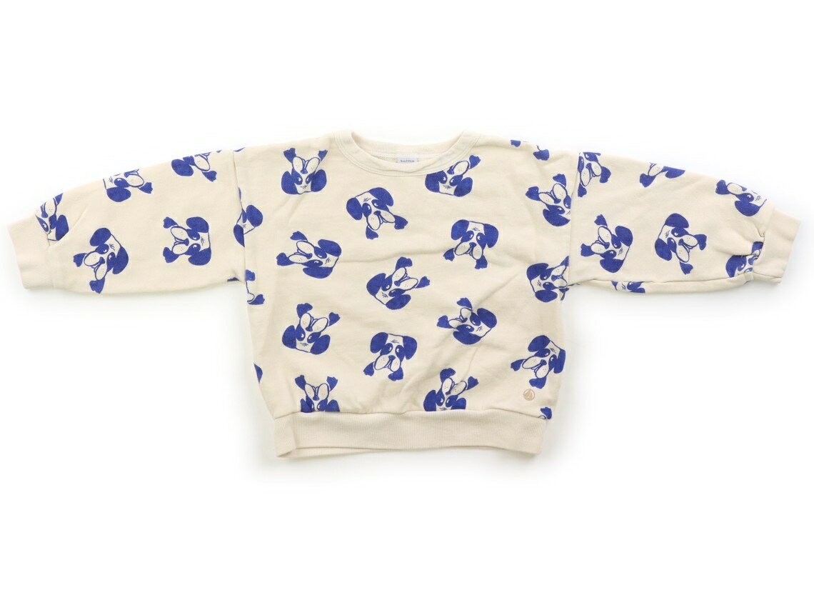 　ブランド 　PETIT BATEAU(プチバトー) 　カテゴリー 　トレーナー・プルオーバー 　サイズ 　110サイズ 　色 　キナリ、青、犬 　状態 　★★★ 　記名 　なし 　ジャンル 　Girl ショート丈。襟ぐりにヨレ、全体に使用感はあります。まだお使いいただけそうです。 ＊【状態】【サイズ】に関しての詳しい説明はこちら