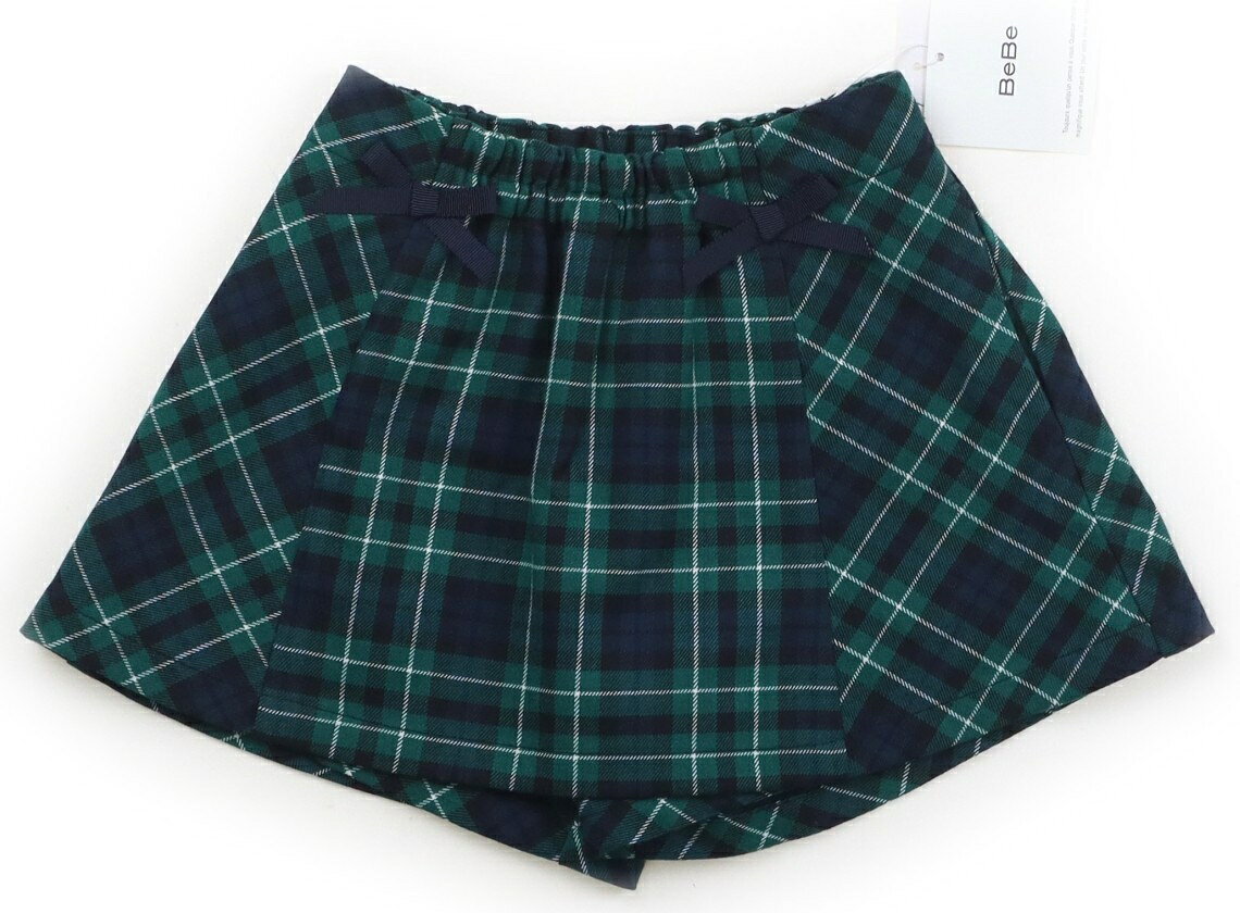 　ブランド 　BeBe(べべ) 　カテゴリー 　キュロット 　サイズ 　100サイズ 　色 　緑・ネイビー・チェック 　状態 　N 　記名 　なし 　ジャンル 　Girl 新品タグ付き。ウエストは総ゴムです。ポリエステル・レーヨン・ポリウレタン素材。スカートにも見えるデザインです。 ＊【状態】【サイズ】に関しての詳しい説明はこちら