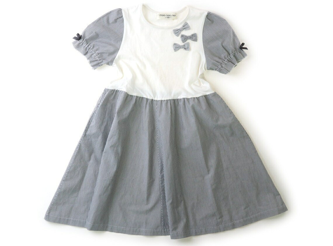 むーのんのん moononnon ワンピース 130 女の子 白、グレー 子供服 ベビー服 キッズ アウトレット ユーズド 【中古】キッズ・ベビー・マタニティ