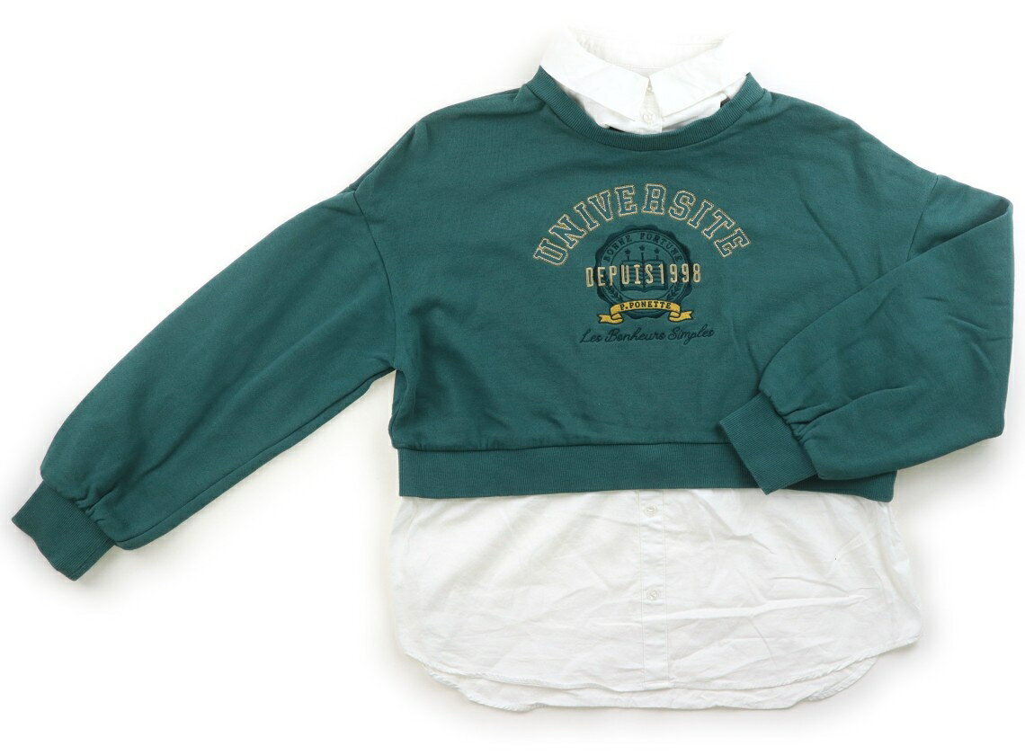 ポンポネット pom ponette チュニック 160 女の子 グリーン、白 子供服 ベビー服 キッズ アウトレット ユーズド 【中古】キッズ・ベビー・マタニティ