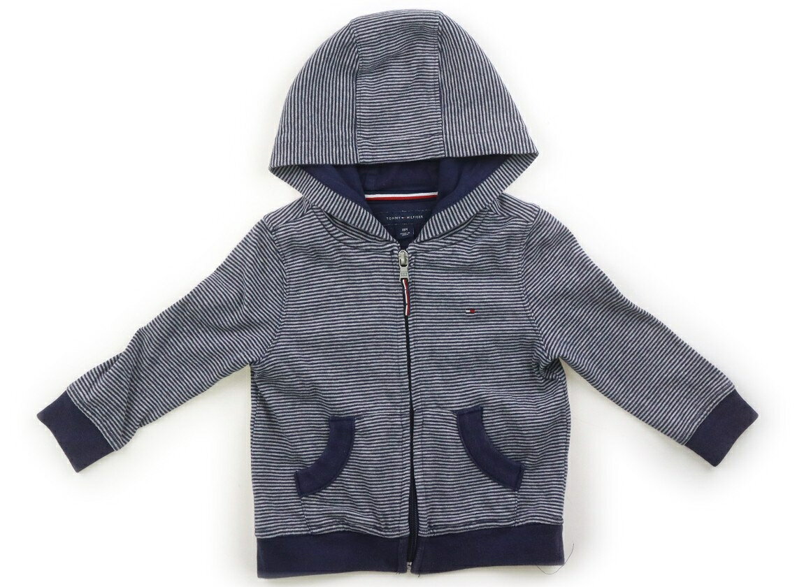 トミーヒルフィガー Tommy Hilfiger パーカー 80 女の子 ネイビー・グレーボーダー 子供服 ベビー服 キッズ アウトレット ユーズド 【中古】キッズ・ベビー・マタニティ