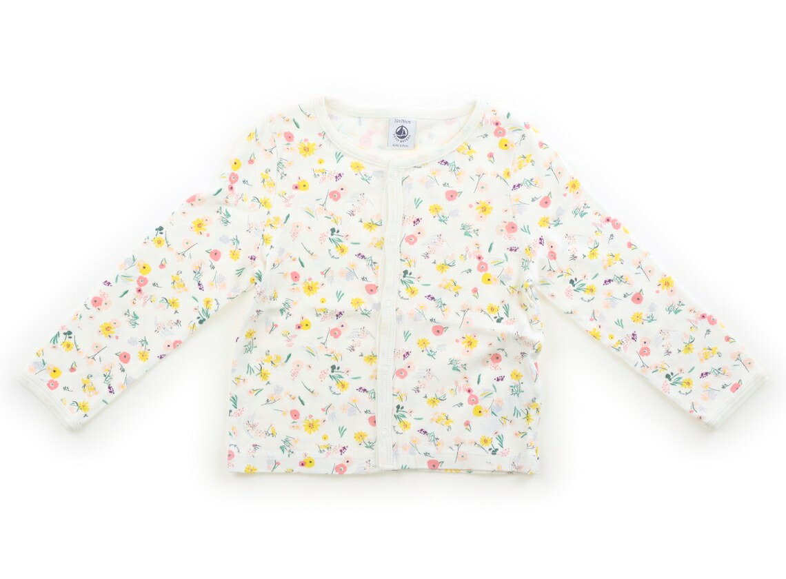 プチバトー PETIT BATEAU カーディガン 80 女の子 ホワイト×カラフル花柄 子供服 ベビー服 キッズ アウトレット ユーズド 【中古】キッズ・ベビー・マタニティ