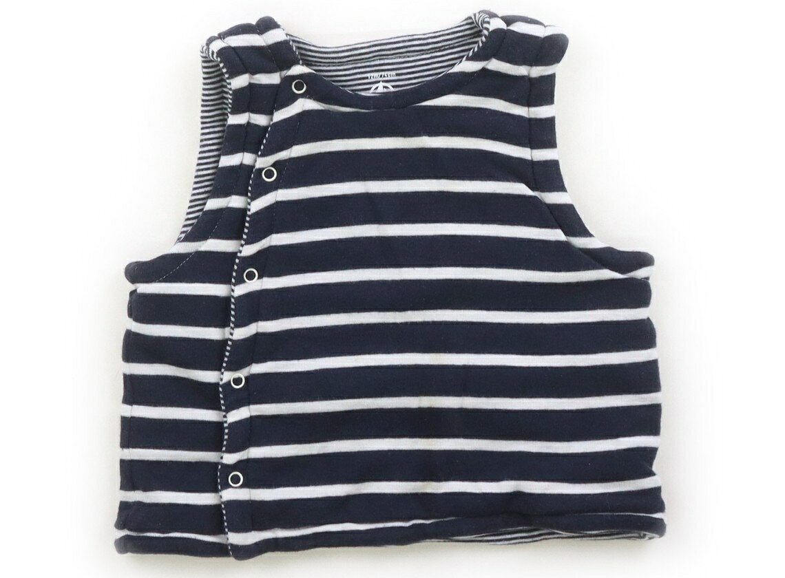 　ブランド 　PETIT BATEAU(プチバトー) 　カテゴリー 　ベビーベスト 　サイズ 　70サイズ 　色 　ネイビー・ボーダー 　状態 　★★★ 　記名 　なし 　ジャンル 　Boy コットン素材。中綿入り。実際のサイズ表記は、12m。薄いシミが複数見られ、全体に色あせ・毛羽立ちがあります。 ＊【状態】【サイズ】に関しての詳しい説明はこちら