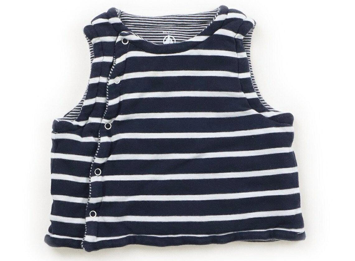 プチバトー PETIT BATEAU ベビーベスト 60 男の子 ボーダー、白、ネイビー 子供服 ベビー服 キッズ アウトレット ユーズド 【中古】キッズ・ベビー・マタニティ