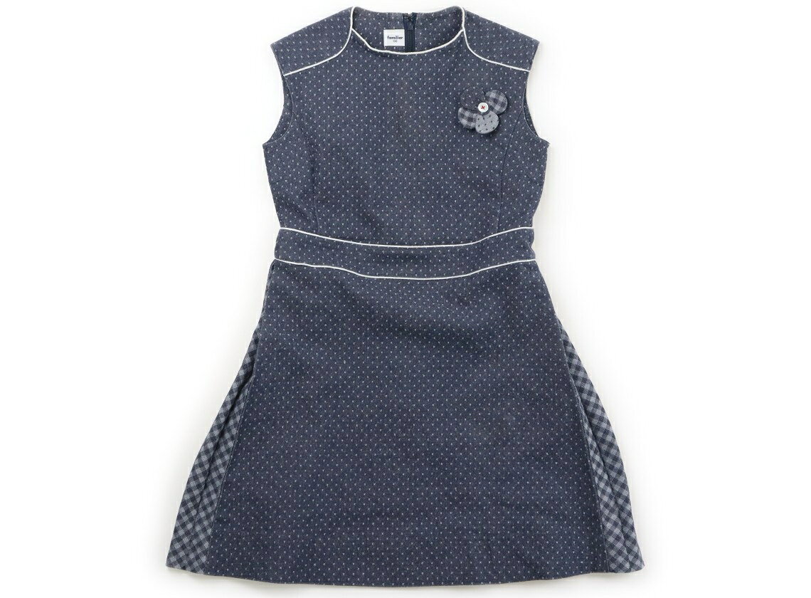 ファミリア familiar ジャンパースカート 130 女の子 ネイビーホワイト 子供服 ベビー服 キッズ アウトレット ユーズド 【中古】キッズ・ベビー・マタニティ
