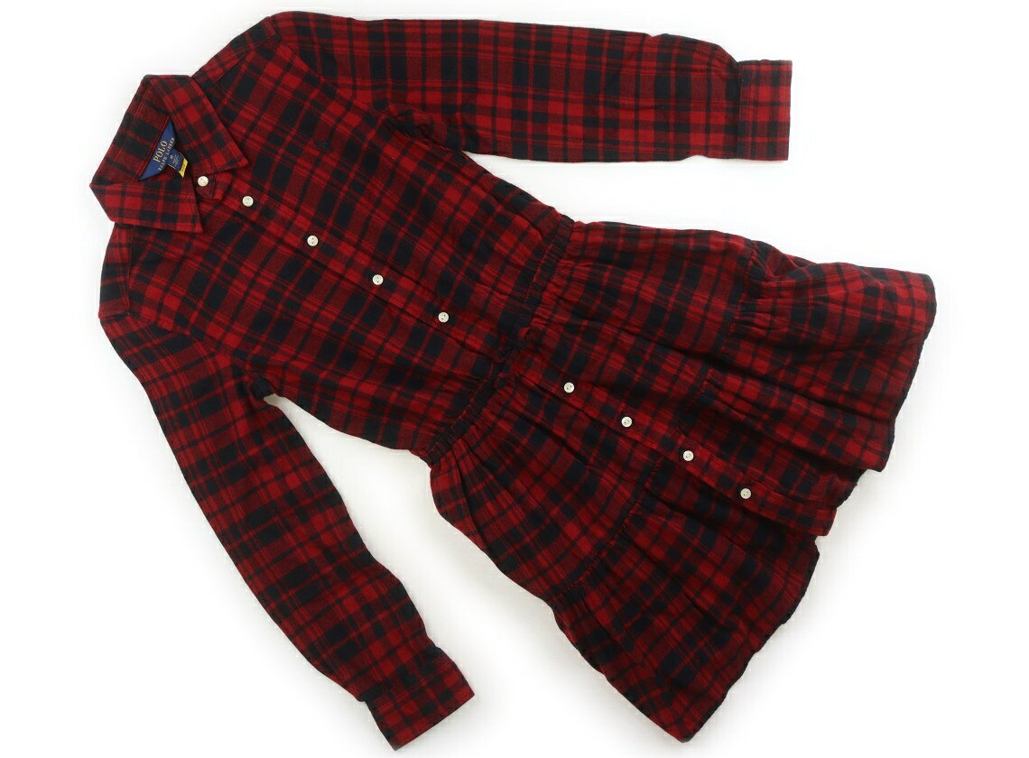 ポロラルフローレン POLO RALPH LAUREN ワンピース 140 女の子 赤黒チェック、黒ポニー 子供服 ベビー服 キッズ アウトレット ユーズド 【中古】キッズ・ベビー・マタニティ