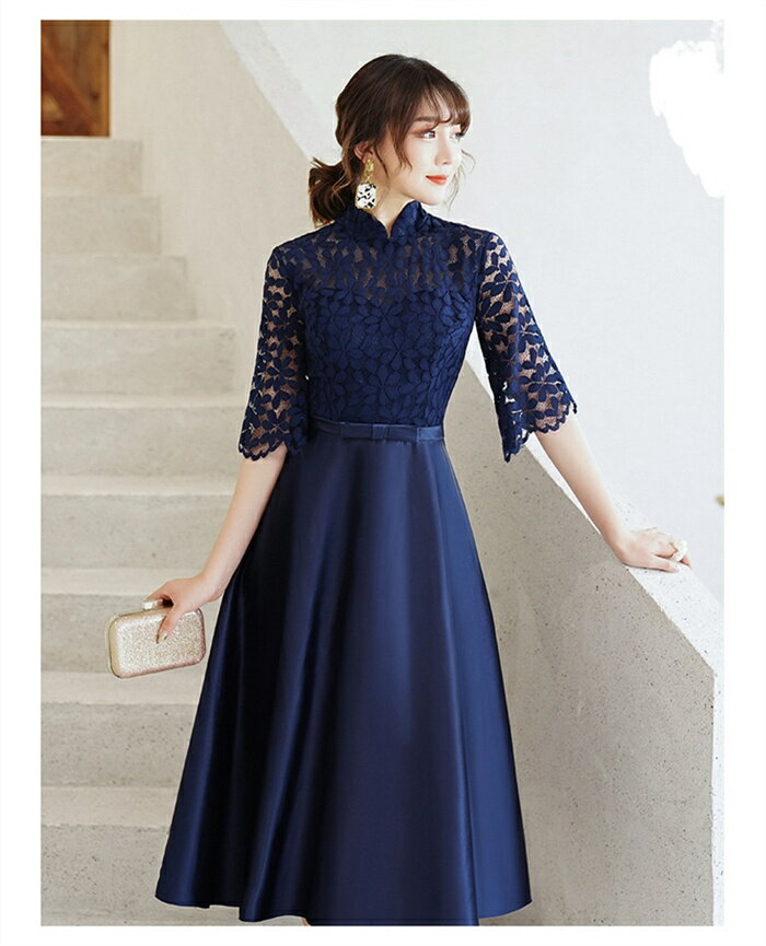 ステージスターの【全品最大30％OFF】カラードレス ウェディングドレス 結婚式 レディース パーティードレス ドレス イブニングドレス ノースリーブ 発表会 成人式 演奏会 vネック Aラインドレス ロングワンピース 可愛い 膝下丈 ウエディングドレス お呼ばれ 前撮り 二次会｜アングル2