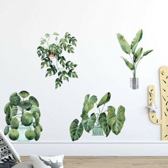 ウォールステッカー 観葉植物 植物風デザイン パターンD 簡単貼り付け シール オシャレ インテリア 壁..