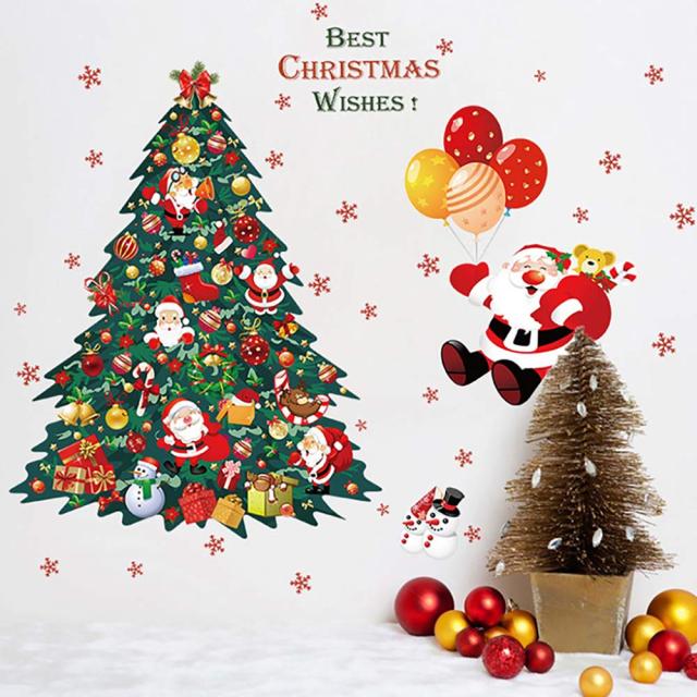 クリスマス ウォールステッカー デザイン パターンH ツリー サンタ スノー オーナメント 雪だるま バル..