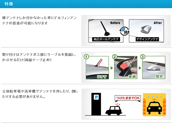 トヨタ：ラクティス(H22/11〜)用：ドルフィンアンテナ/スーパーレッドV[3P0]【ヘリカルアンテナ内蔵】■【FDX4T-3P0】Beat Sonic（ビートソニック）純正カラー塗装済み(TOYOTAカラー番号3P0)