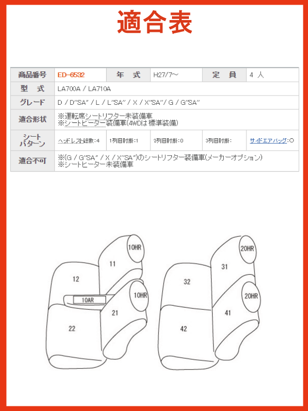 ピクシスメガ/H27.7〜/LA700A,LA710A/運転席シートリフター無,シートヒーター有/トヨタ/クラッツィオ エアー シートカバー/アイボリー,タンベージュ,ライトグレー,ブラック/clazzio クラッチオ/ED-6532