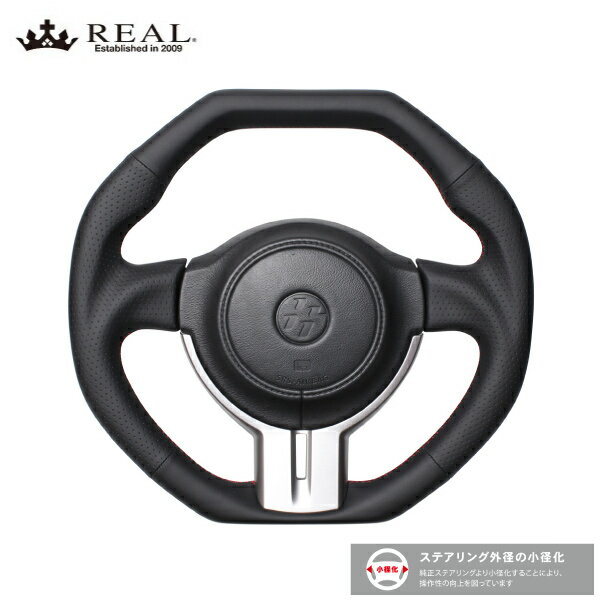 REAL ステアリング BRZ ZC6前期型H28.8まで スバル プレミアムシリーズ ナッパオールレザー ブラック×レッド ユーロステッチ