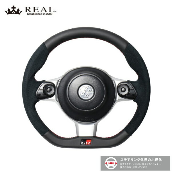 REAL ステアリング C-HR GR SPORT 10系 R1.10以降 トヨタ オリジナルシリーズ ブラックレザー&ブラックウルトラスエード レッド×ブラックユーロステッチ