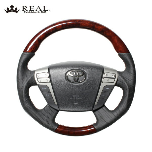 REAL ステアリング クラウン マジェスタ 200系 トヨタ オリジナルシリーズ ディーブラウンウッド ブラ..
