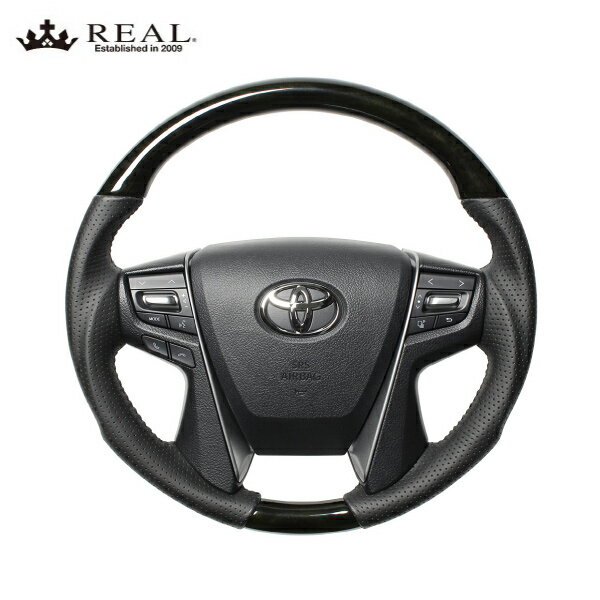 REAL ステアリング クラウン アスリート ハイブリッド 210系 トヨタ オリジナルシリーズ ブラックウッ..