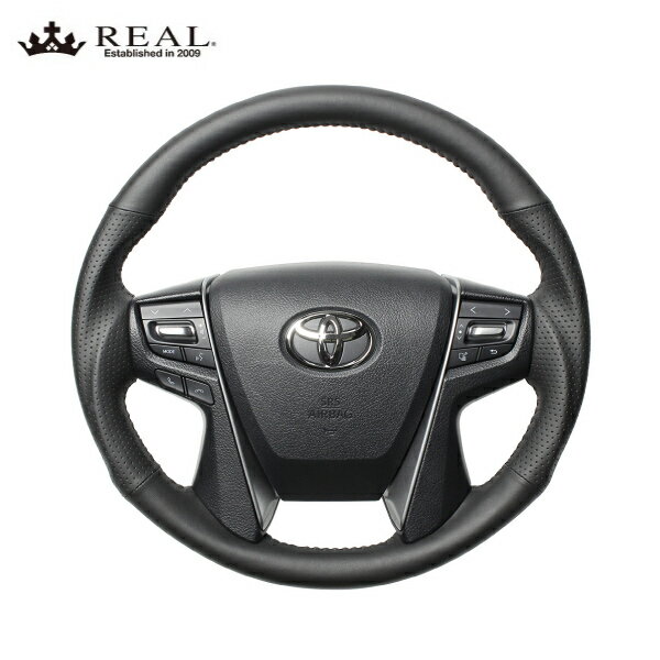 REAL ステアリング アルファード 30系 トヨタ オリジナルシリーズ オールレザー ブラックステッチ